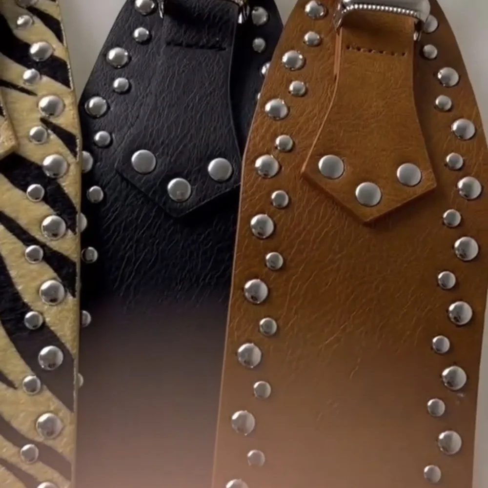 Brown Belt M L Brown Rodeo Belt Studded Silver Buckle Western Women Retro Belts